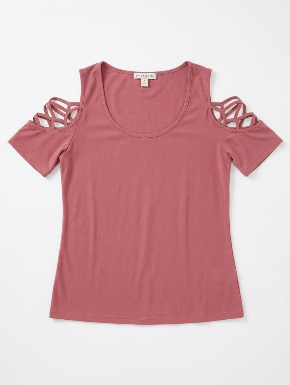Eye Candy Womens XL Dusty Rose Pink Cold Shoulder Top Strappy Lattice Short Slee